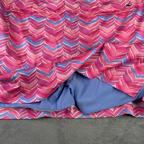 Vineyard Vines Skort Womens 12 Pink Blue Chevron Golf Tennis Stretch Pockets - Picture 8 of 16